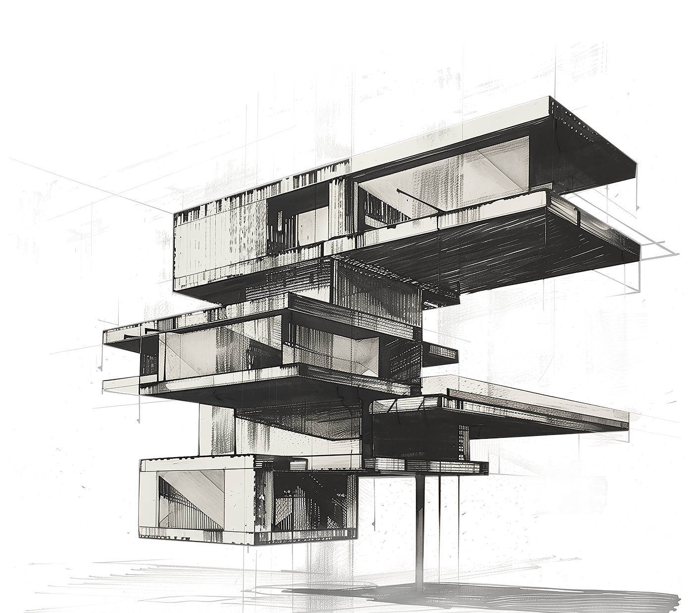 Architektonische Skizze / Architectural sketch - Beispielprojekt von RSI Immobilien-Invest GmbH